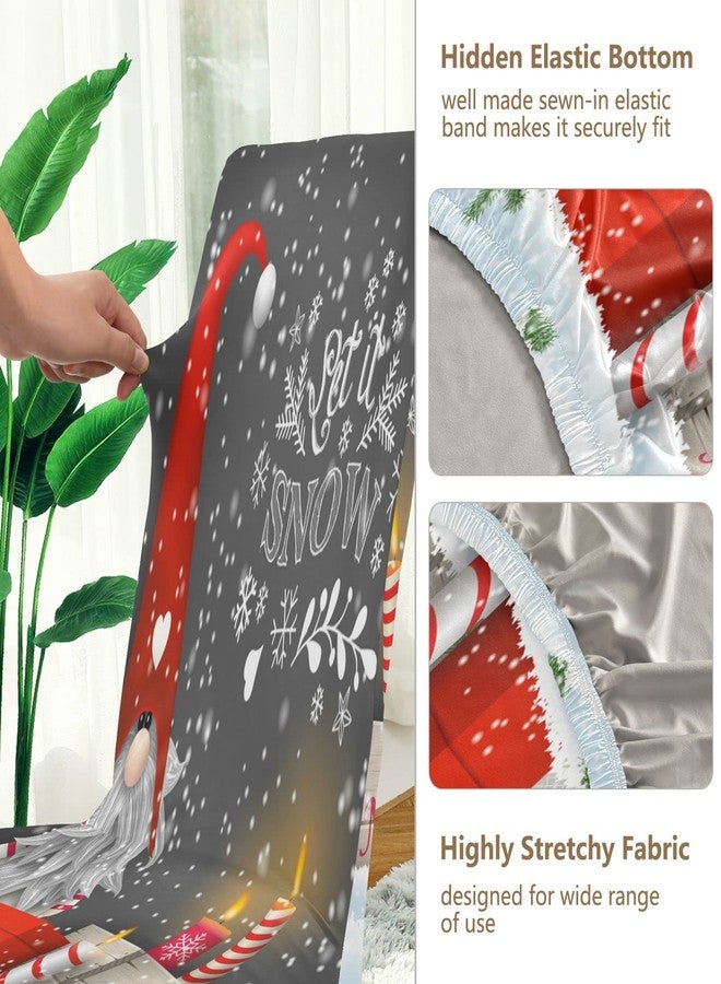 Eionryn Christmas Gnome Tomte Winter Snowflakes Dining Room Chair Covers Xmas Candles Gift Boxes Chair Slipcovers Seat Protector Removable Washable Chair Cover For Home Kitchen Restaurant Hotel 4pcs - Image 4